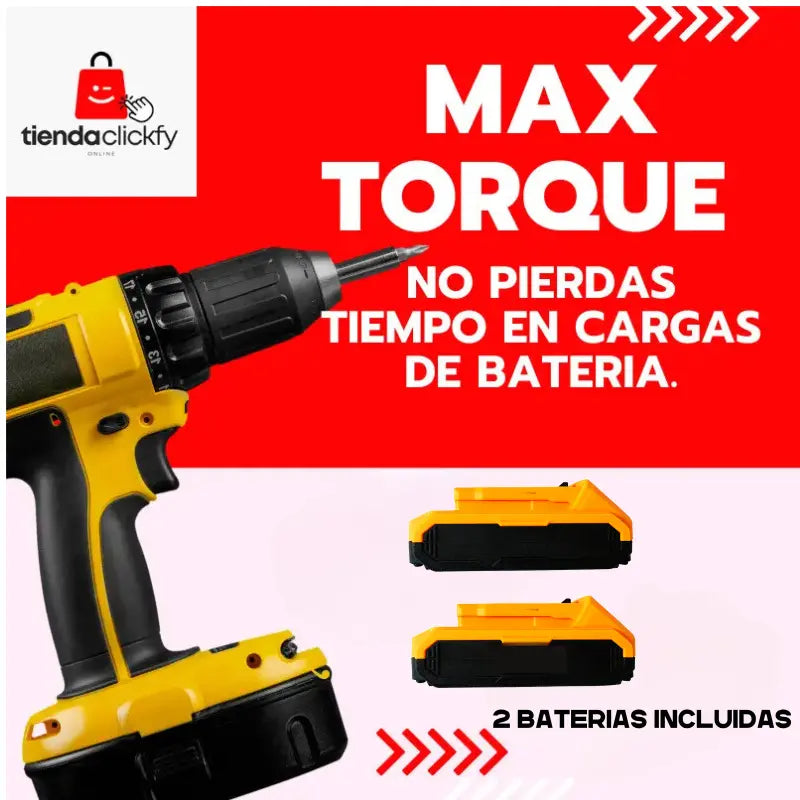 taladro inalámbrico MaxTorque  48 vatios de potencia.